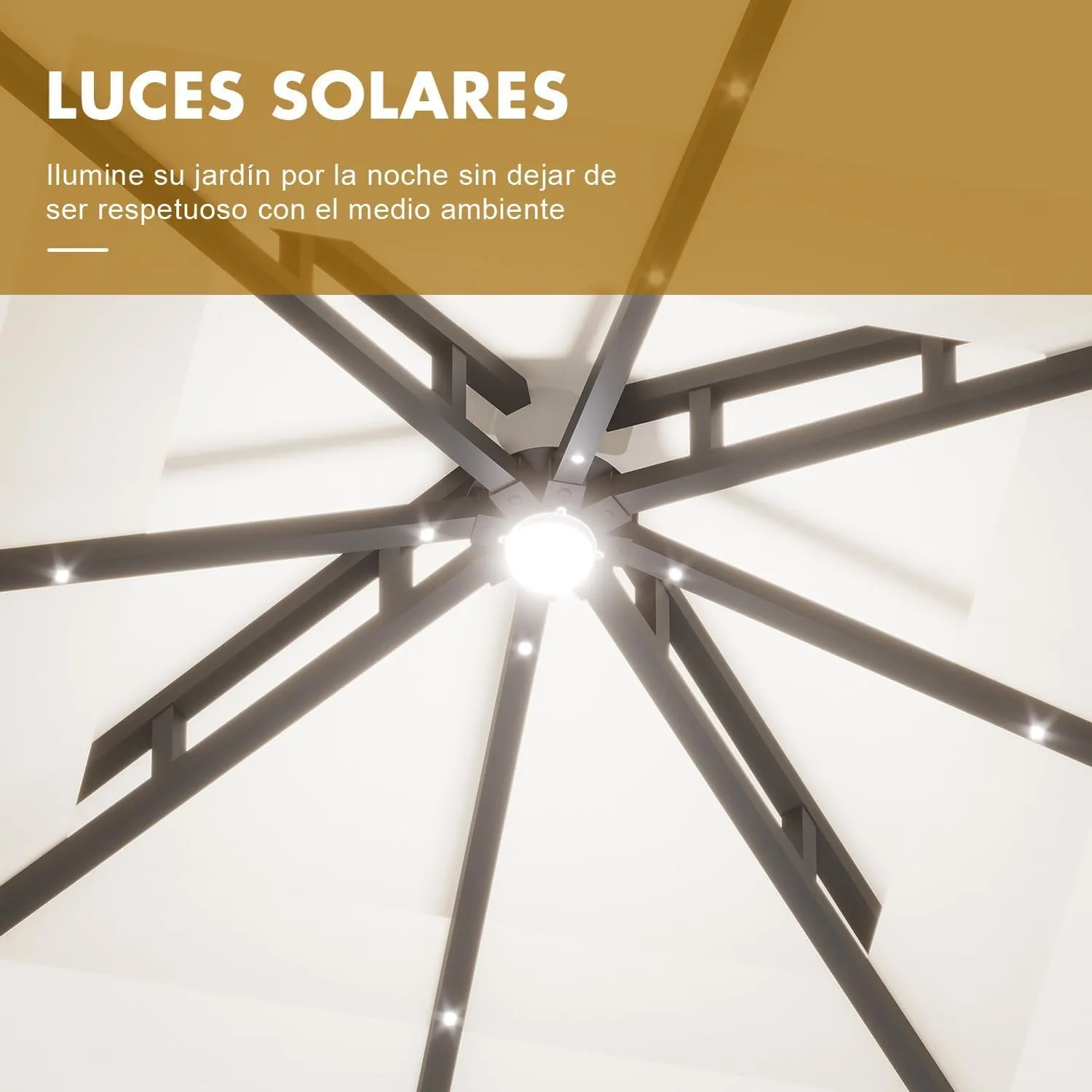 Cenador Devoko 3x3x2,7 m con iluminación LED y protección UV50+ - Imagen 7