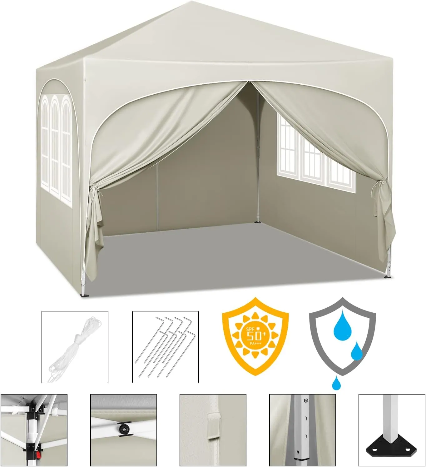 Carpa Plegable WOLTU 3x3 m con paredes laterales y techo impermeable - Imagen 5