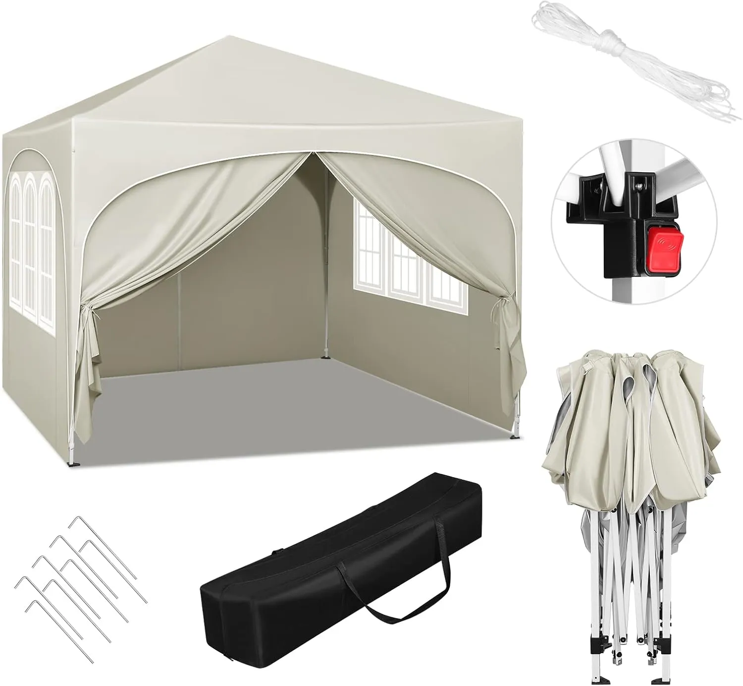 Carpa Plegable WOLTU 3x3 m con paredes laterales y techo impermeable - Imagen 2