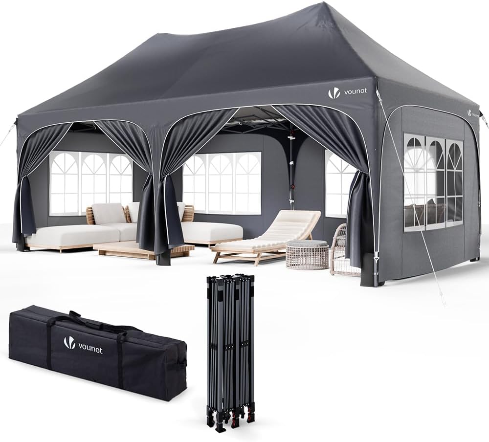 Carpa plegable gazebo VOUNOT 3x6m con laterales y altura ajustable - Imagen 2