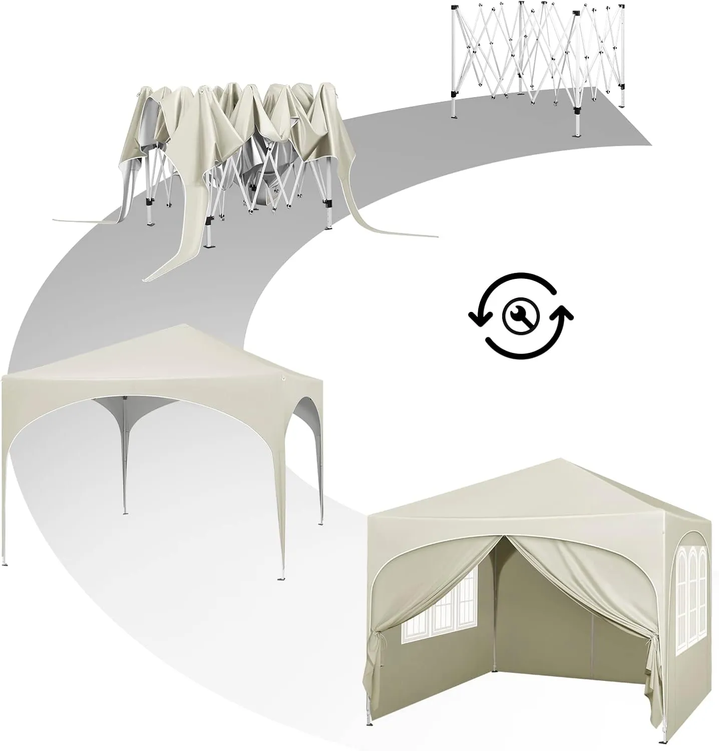 Carpa Plegable WOLTU 3x3 m con paredes laterales y techo impermeable - Imagen 4
