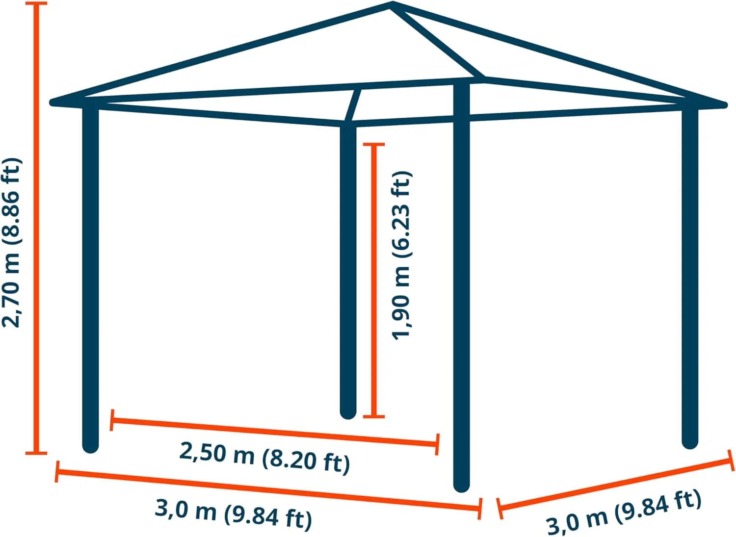 Cenador TOOLPORT Sunset Superior 3x3 m con techo fijo de acero - Imagen 5