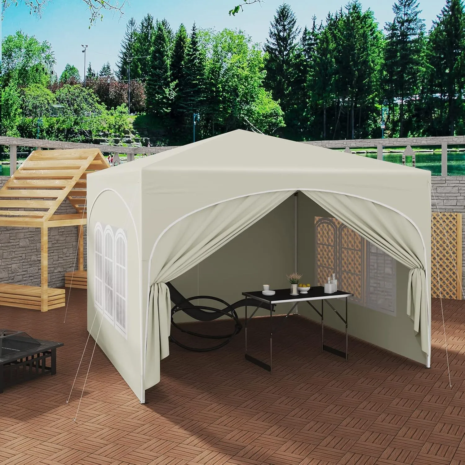 Carpa Plegable WOLTU 3x3 m con paredes laterales y techo impermeable
