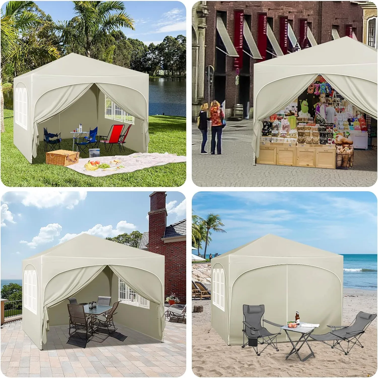 Carpa Plegable WOLTU 3x3 m con paredes laterales y techo impermeable - Imagen 7