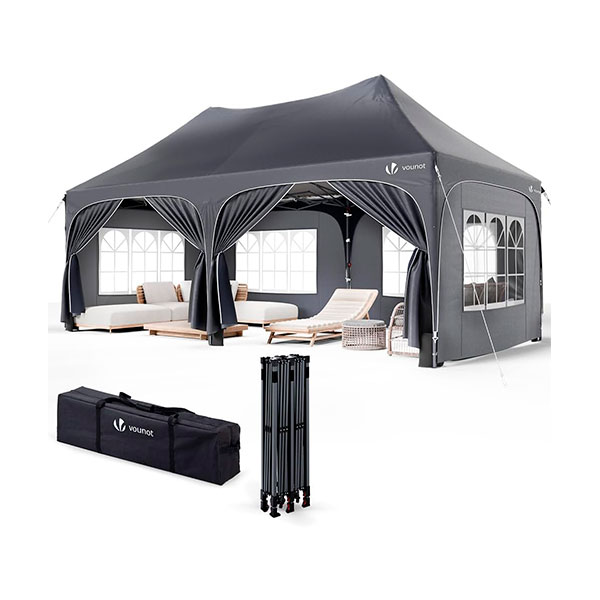 Carpa plegable gazebo VOUNOT 3x6m con laterales y altura ajustable