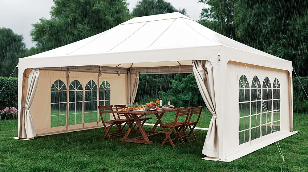 Carpa exterior lluvia